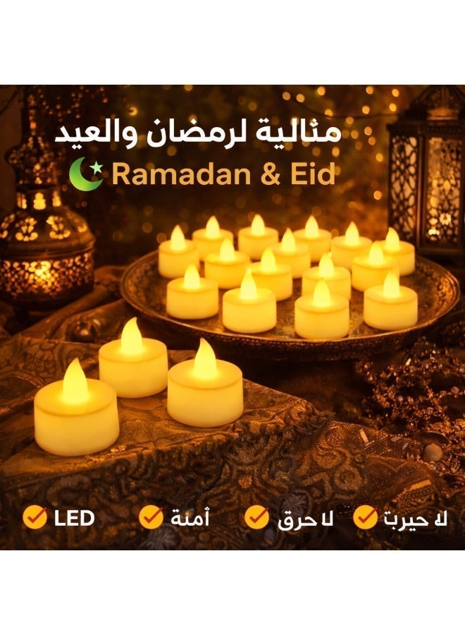 بابونا عبوة من 24 شمعة LED صغيرة، بدون لهب وبدون دخان تعمل بالبطارية مع تصميم أكريليكي زخرفي لتزيين المنزل والهدايا (أبيض دافئ) - Image 2